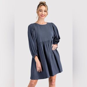 Linen Blue Babydoll Women's Dress
